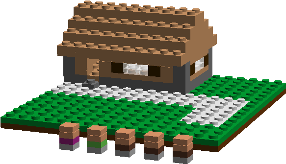 Pixelated Village Houseand Characters PNG