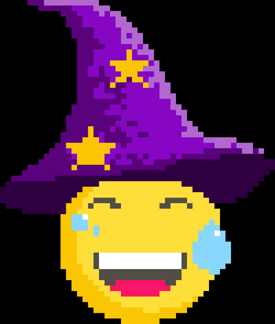 Pixelated Witch Laughing Emoji PNG