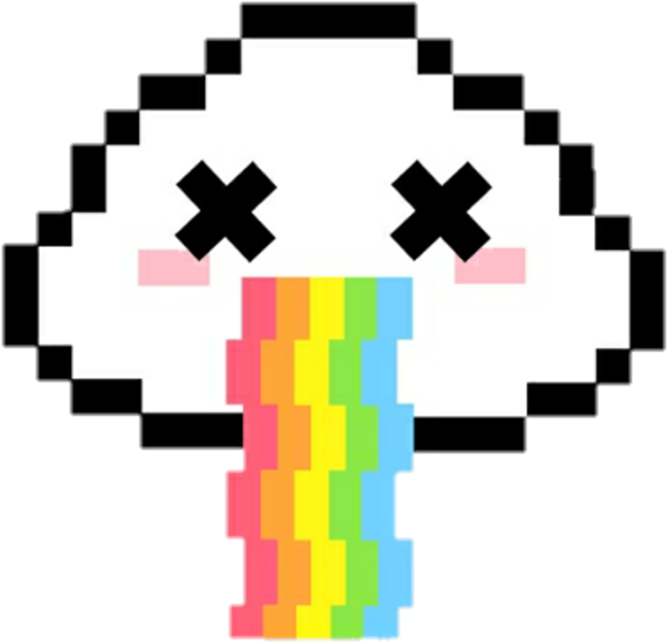 Pixelated_ Cloud_ Vomiting_ Rainbow PNG