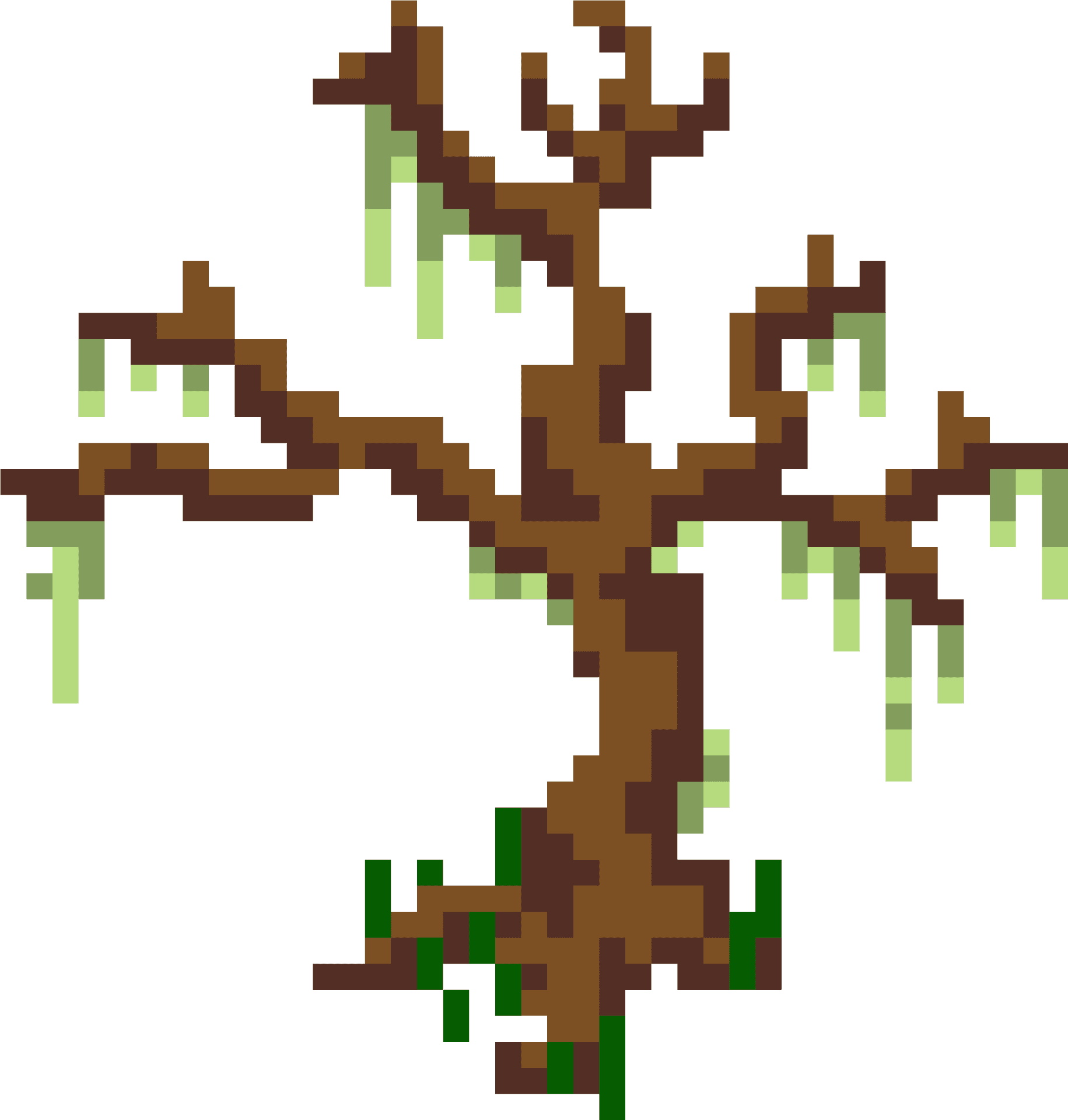 Pixelated_ Dead_ Tree_ With_ Hanging_ Moss.png PNG