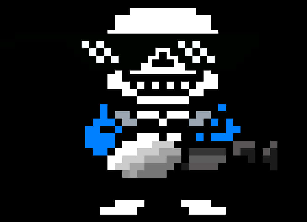 Pixelated_ Skeleton_with_ Sunglasses PNG