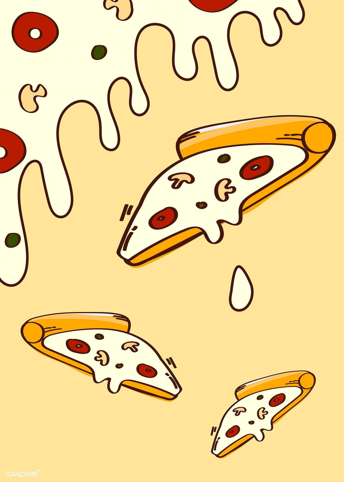 Pizza Cartoon Art Wallpaper