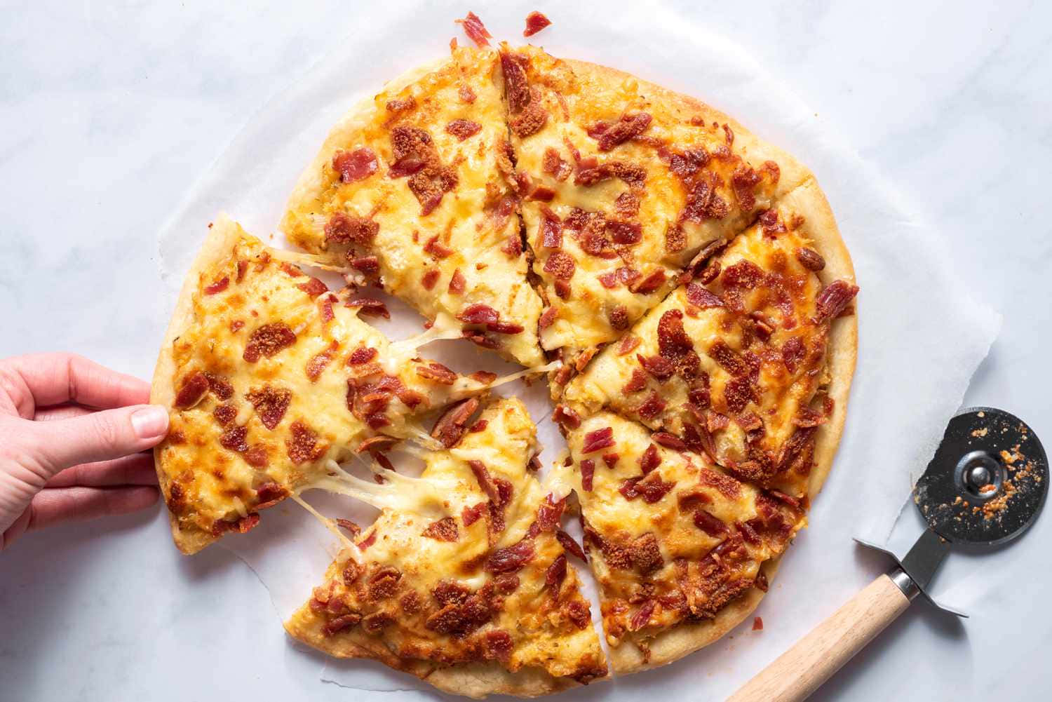 Pizza With Ham On Plate Picture