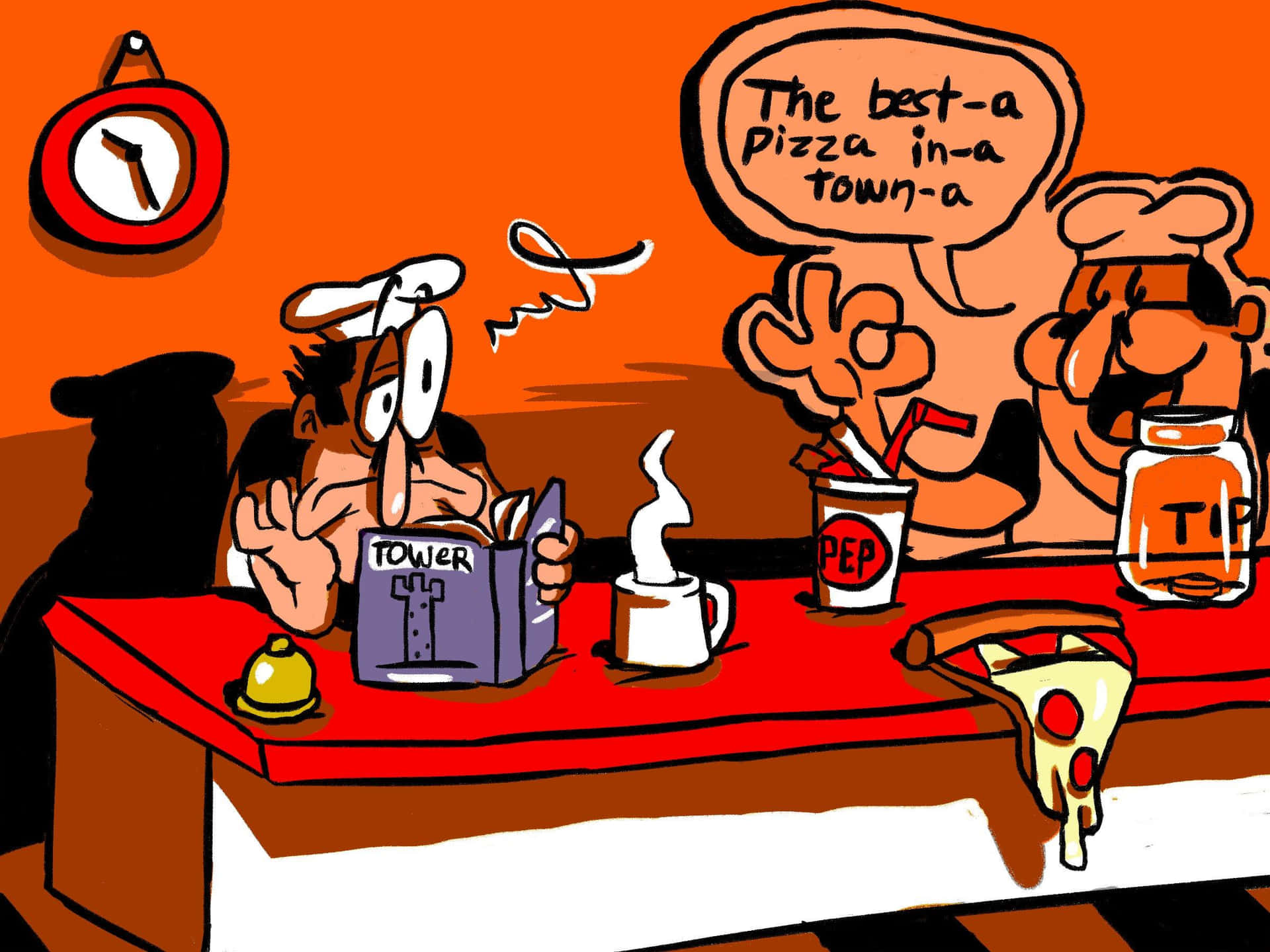 Pizza Tower Characters Dining Wallpaper