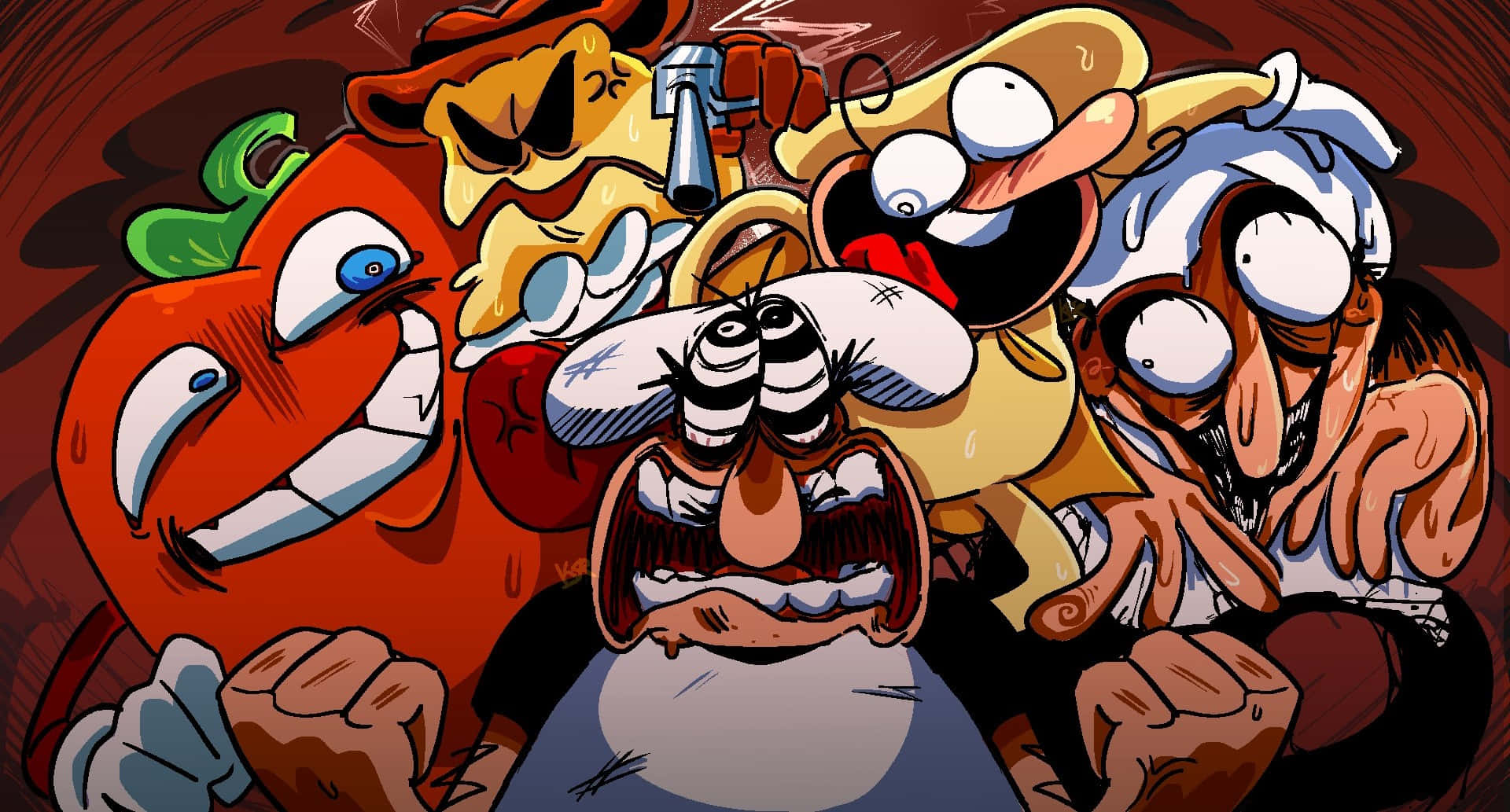 Pizza Tower Characters Showdown Wallpaper