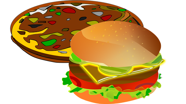Pizzaand Burger Vector Illustration PNG