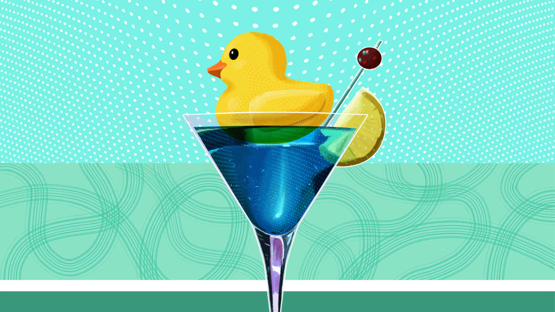 Placid Duck On A Cocktail Drink Wallpaper