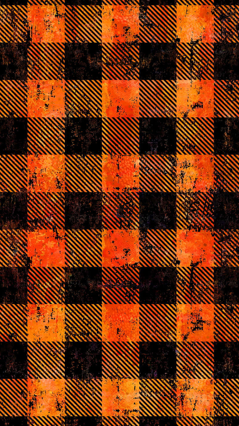 Black Orange Plaid Background