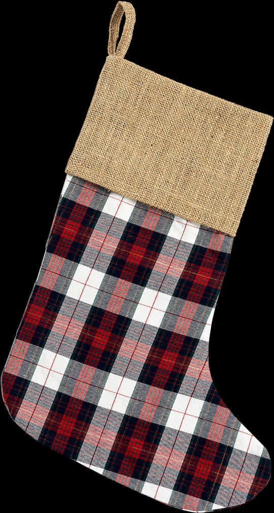 Plaid Christmas Stocking Isolated PNG
