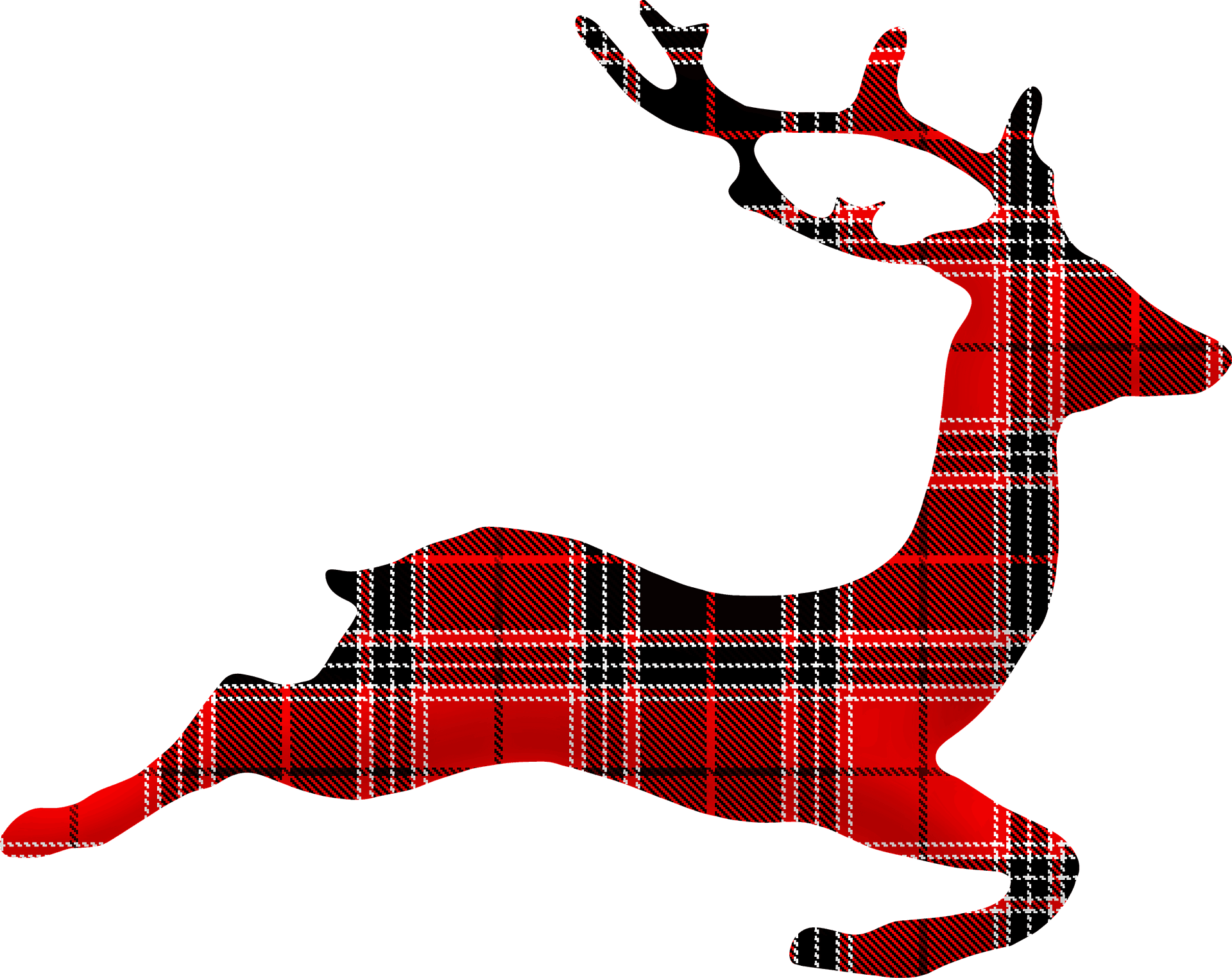 Plaid Pattern Reindeer Silhouette PNG