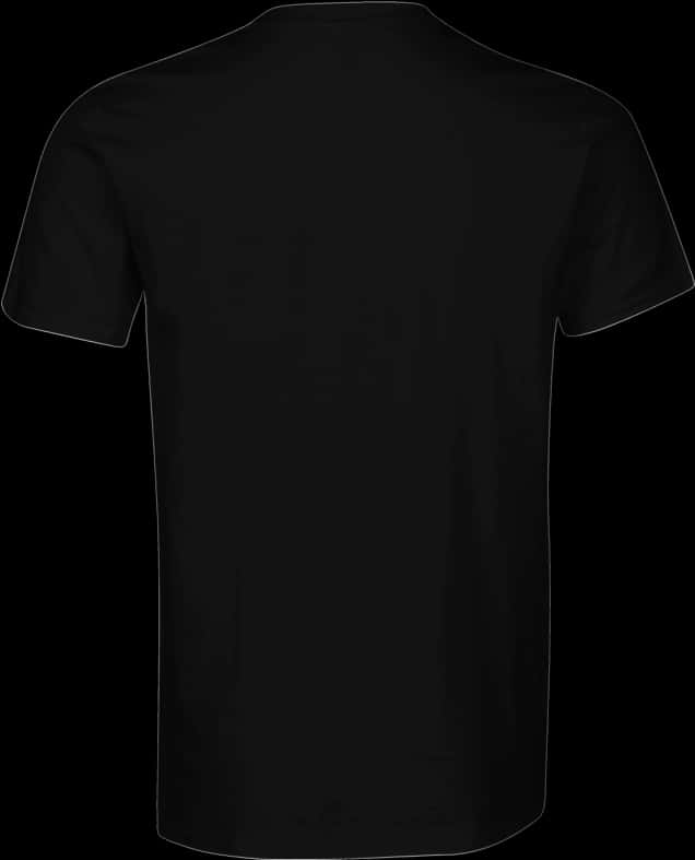 Plain Black T Shirt Back View PNG