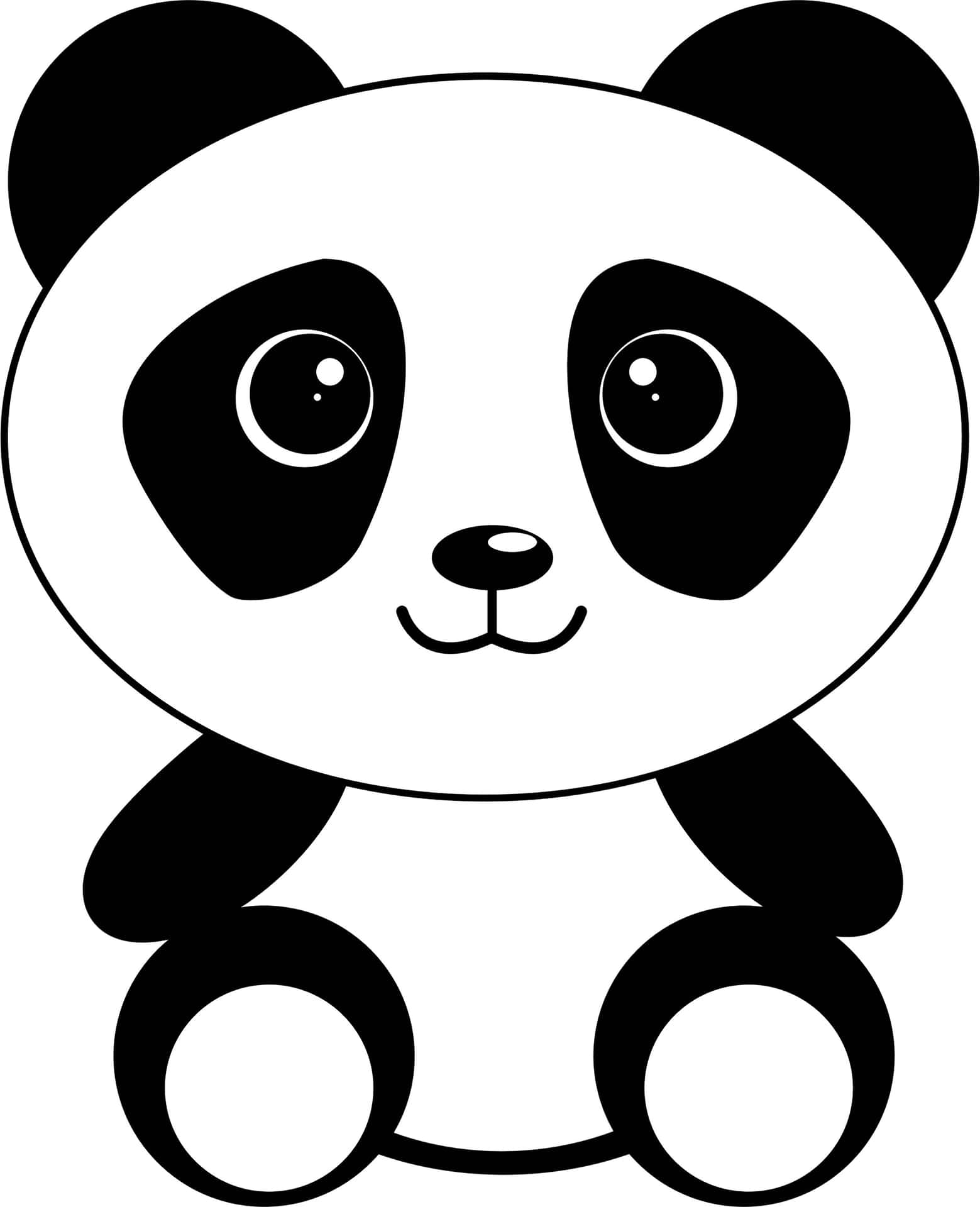 Plain Black White Cute Cartoon Panda Background
