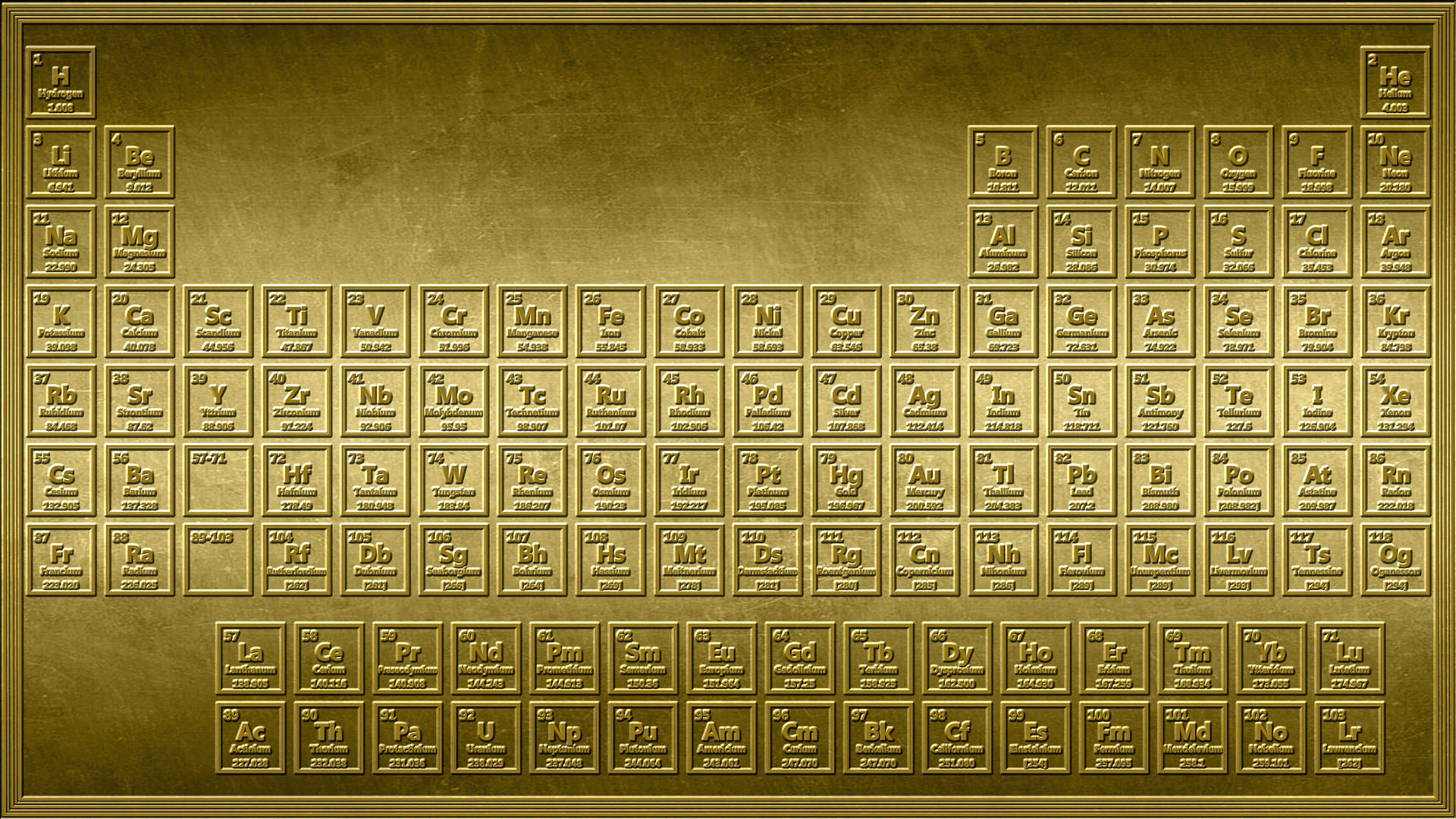 Plain Gold Periodic Table Wallpaper
