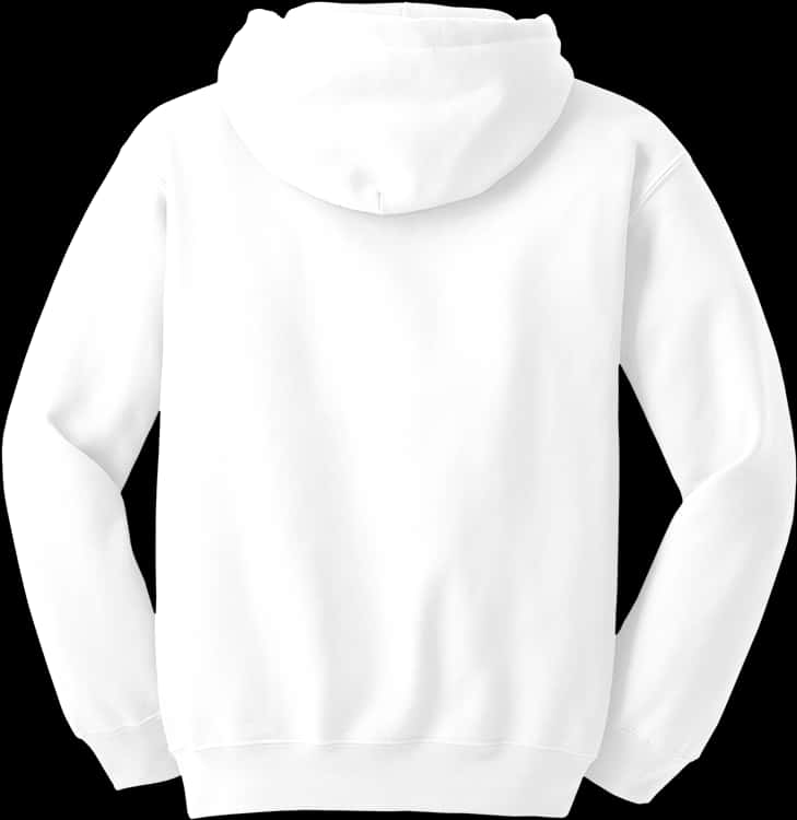 Plain White Hoodie Back View PNG