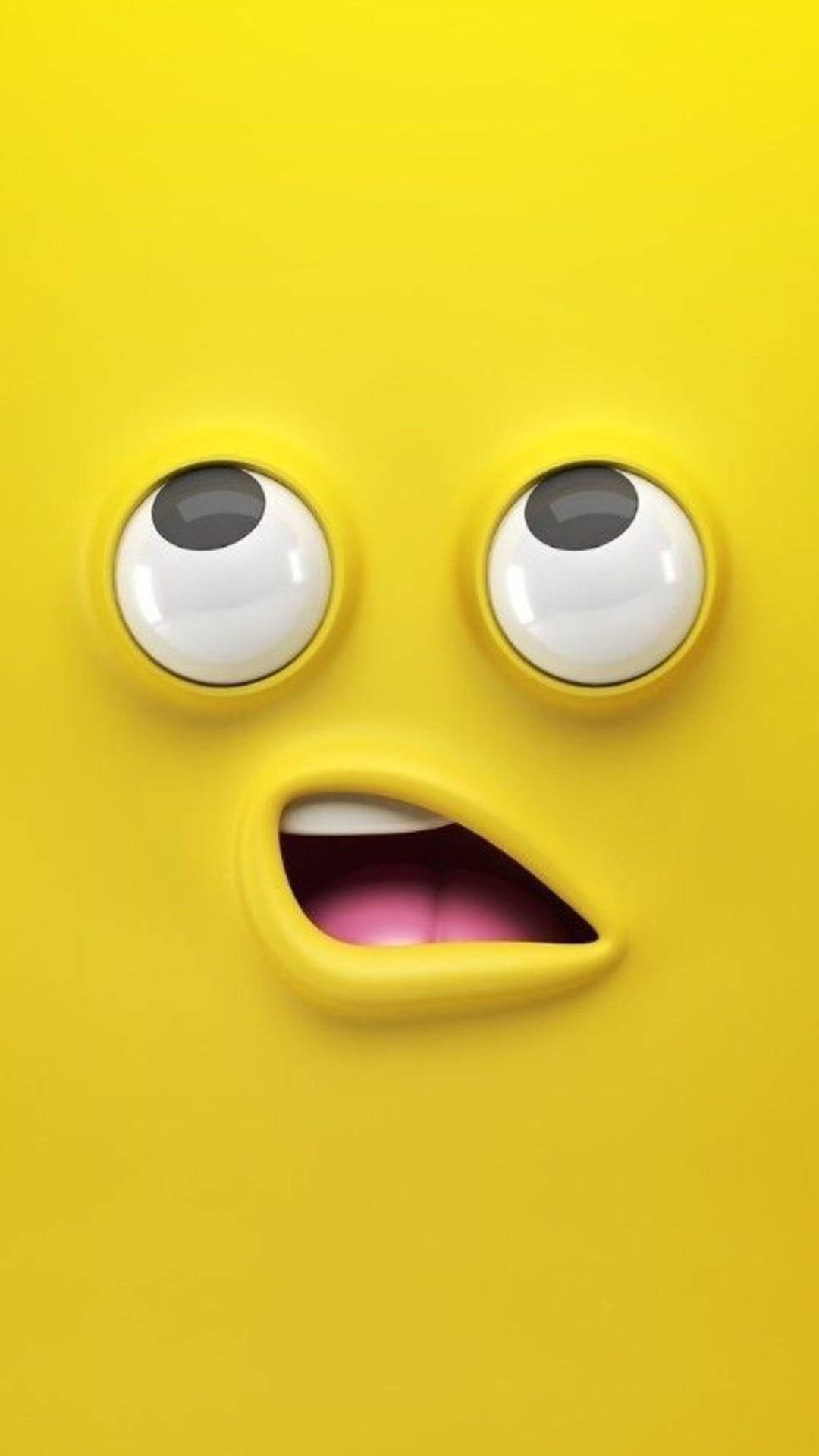 Plain Yellow Iphone OMG Smiley Wallpaper