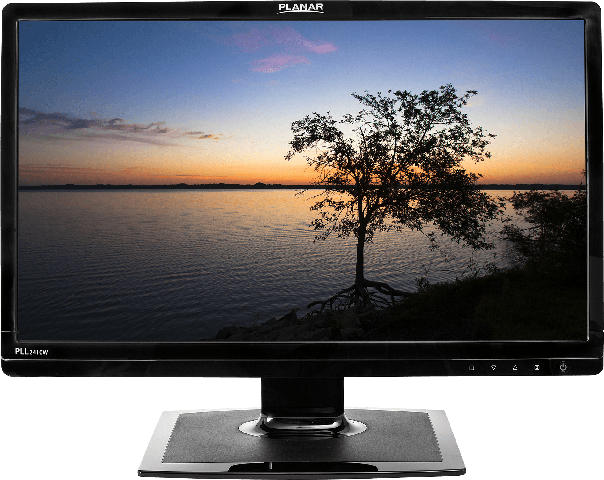 Planar Monitor Displaying Sunset Landscape PNG