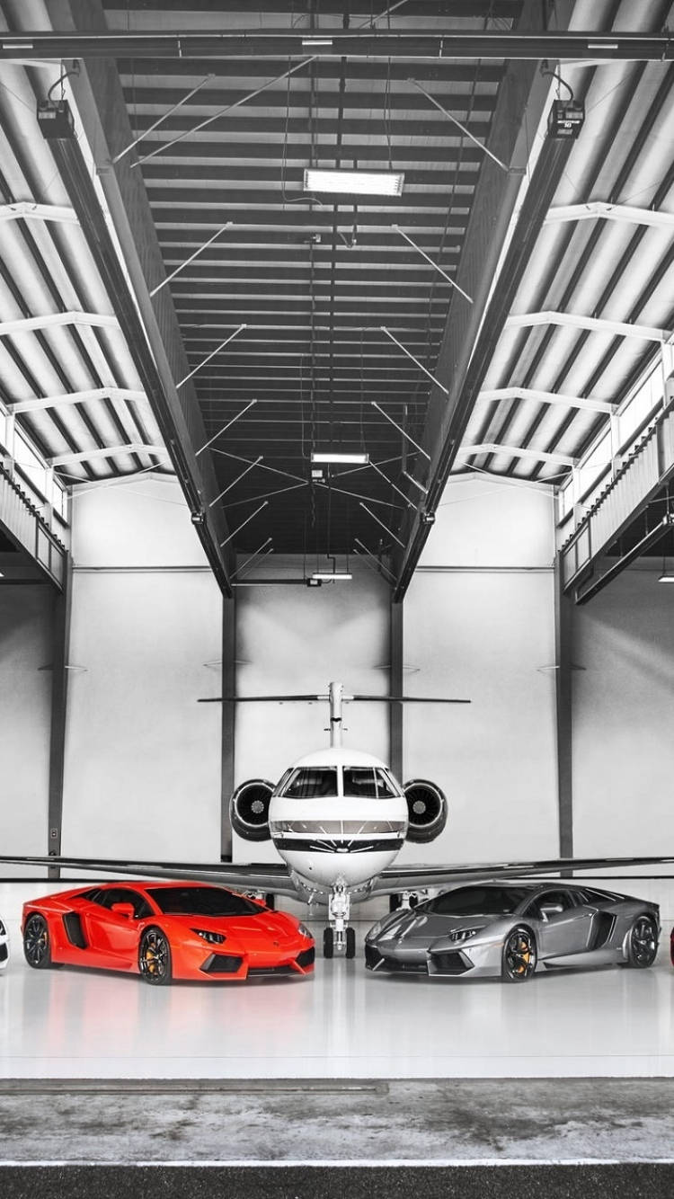 Plane Hangar Lamborghini Galaxy Wallpaper