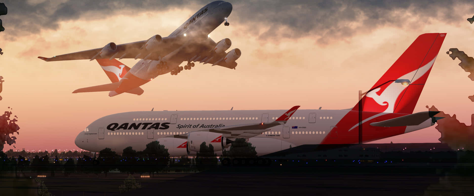 Avionesboeing 747 De Qantas Airways En Ultra Alta Definición 4k Fondo de pantalla