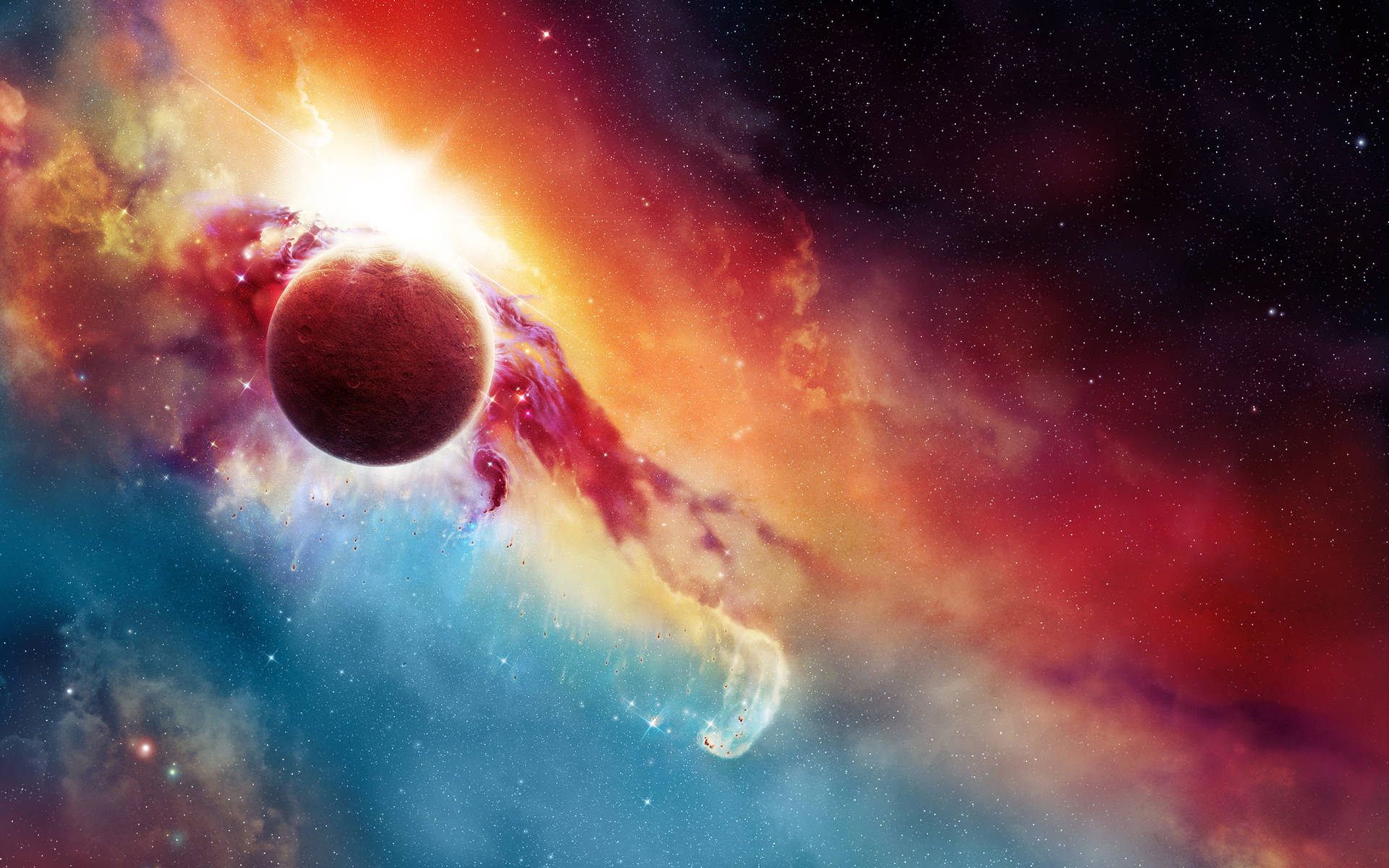 Planet And Nebula Universe Wallpaper