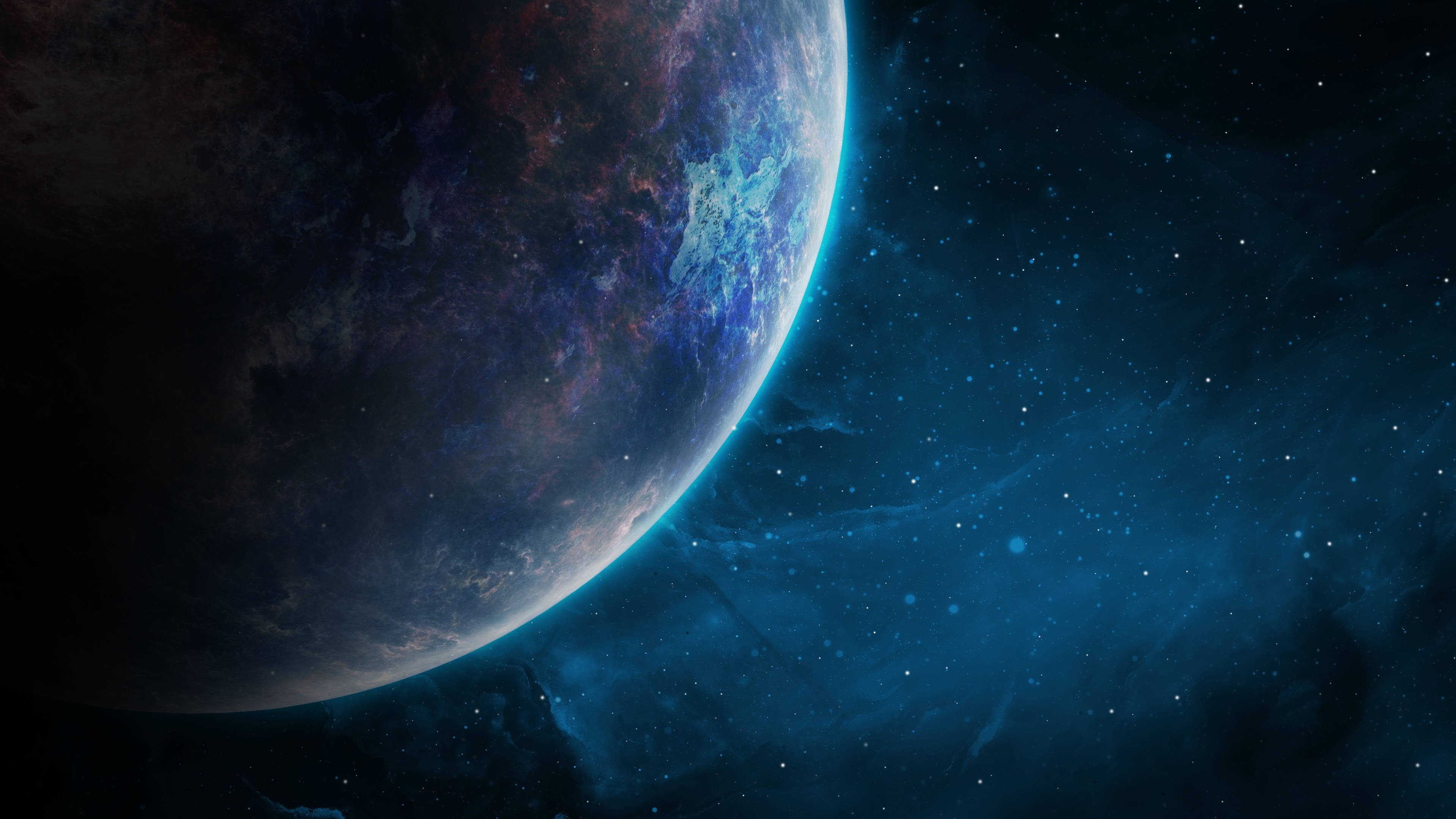 Planet and starry Colorful Galaxy Wallpaper