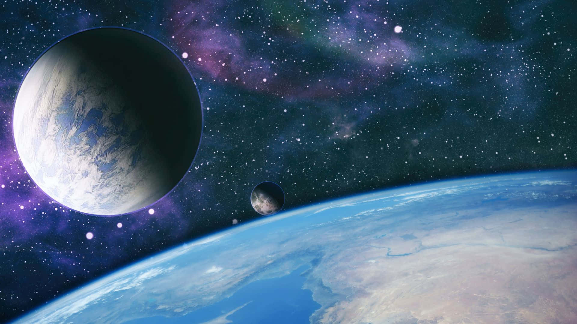 Dengrønligt-blå Planet Er Synlig Mod En Dyb Rum-baggrund.