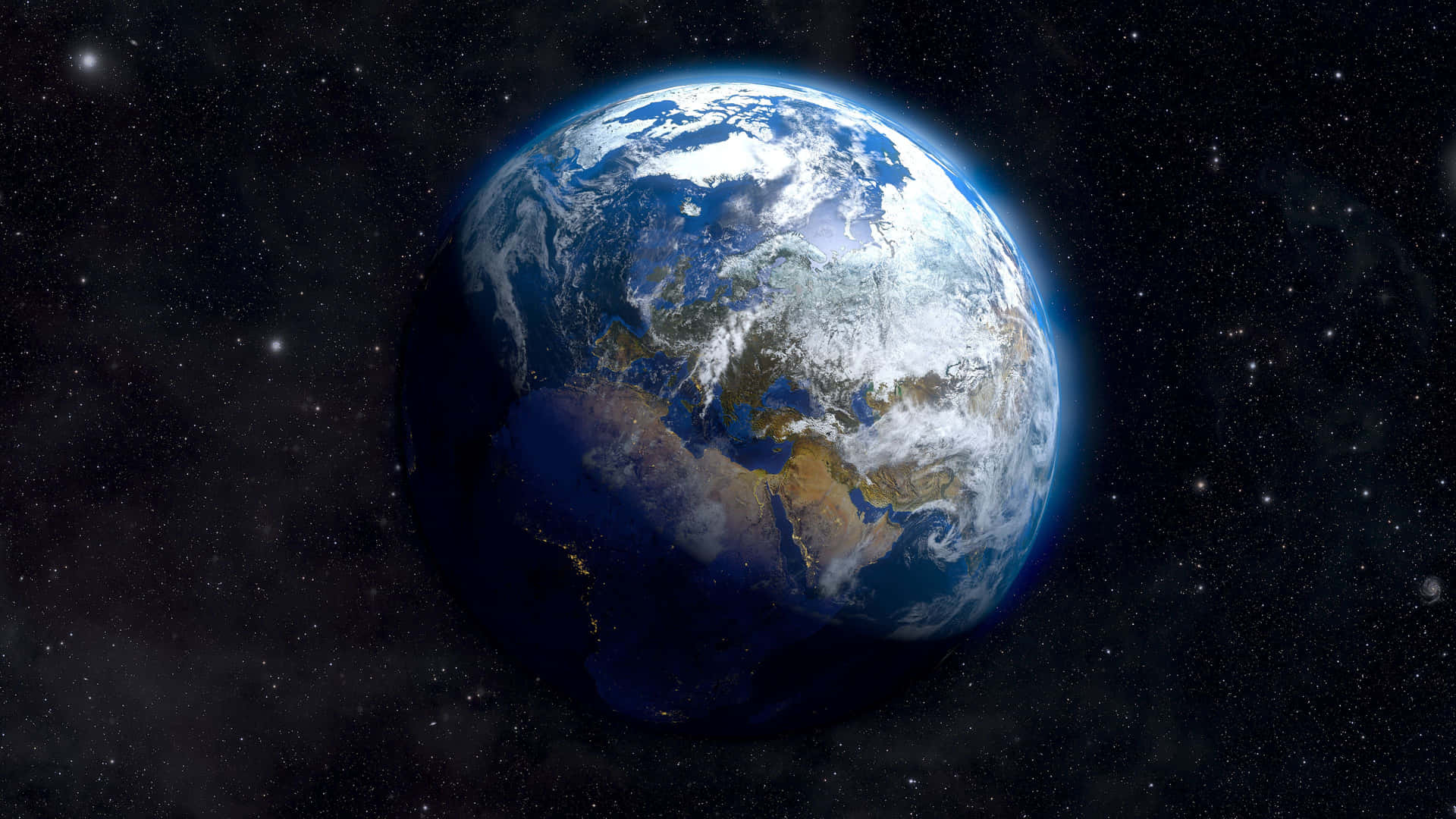 Et syn af vores majestætiske planet Jord fra dybderne af rummet. Wallpaper