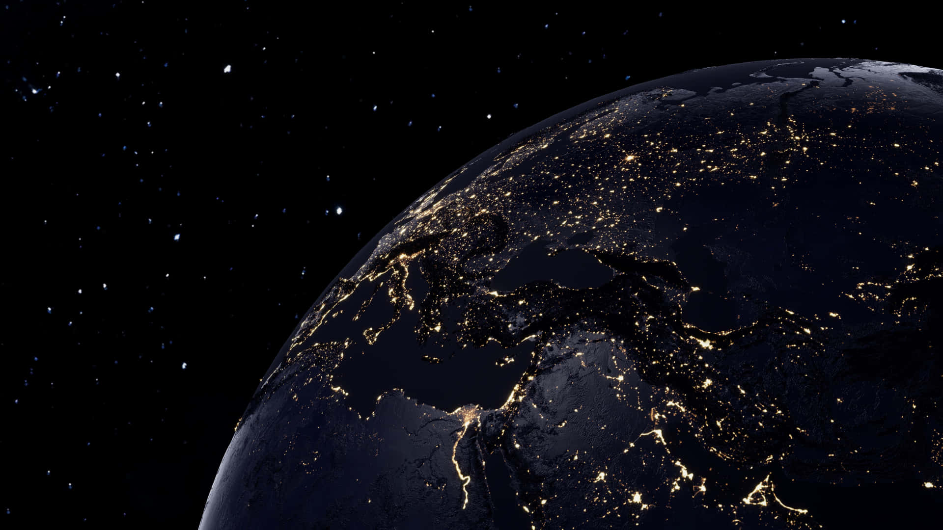 En fantastisk udsigt til Jorden fra rummet, som reflekterer de mange farver af planeten. Wallpaper