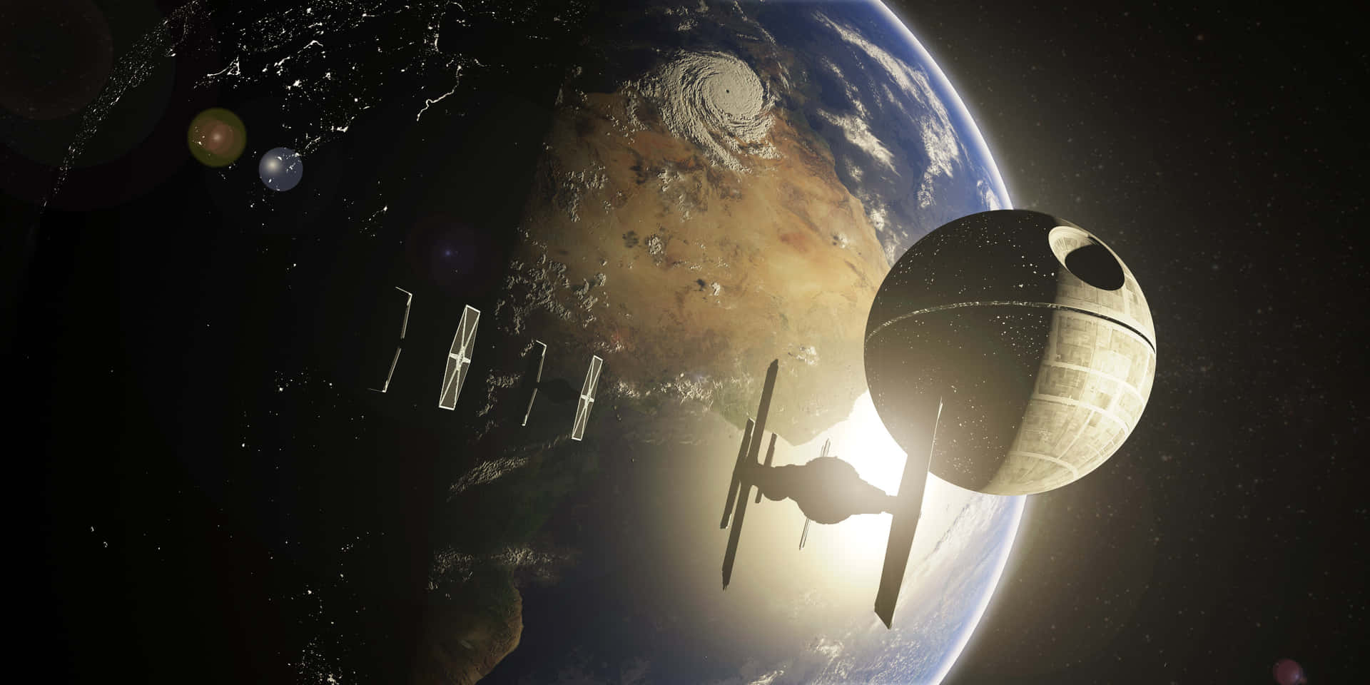 Umanave Espacial De Star Wars Está Voando Sobre A Terra. Papel de Parede
