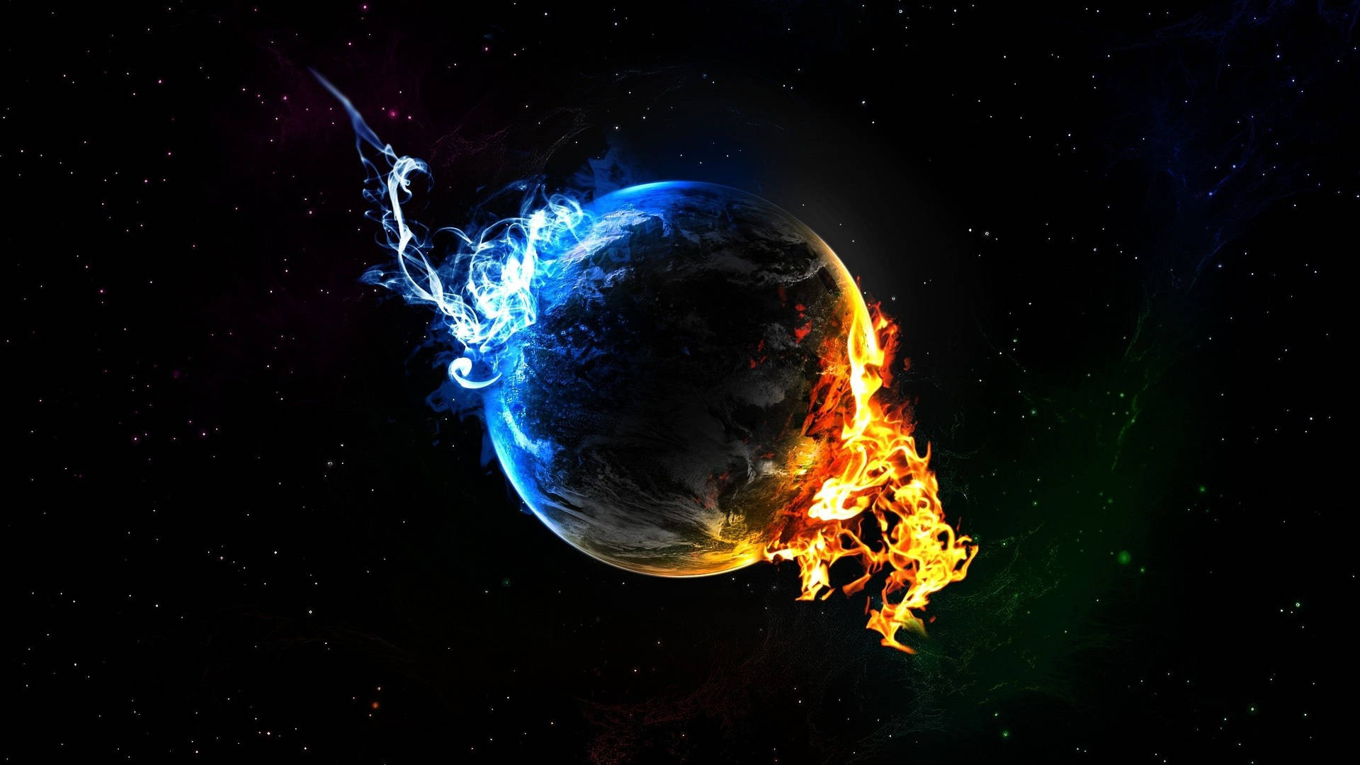 Planet Earth Hemisphere Flares Wallpaper