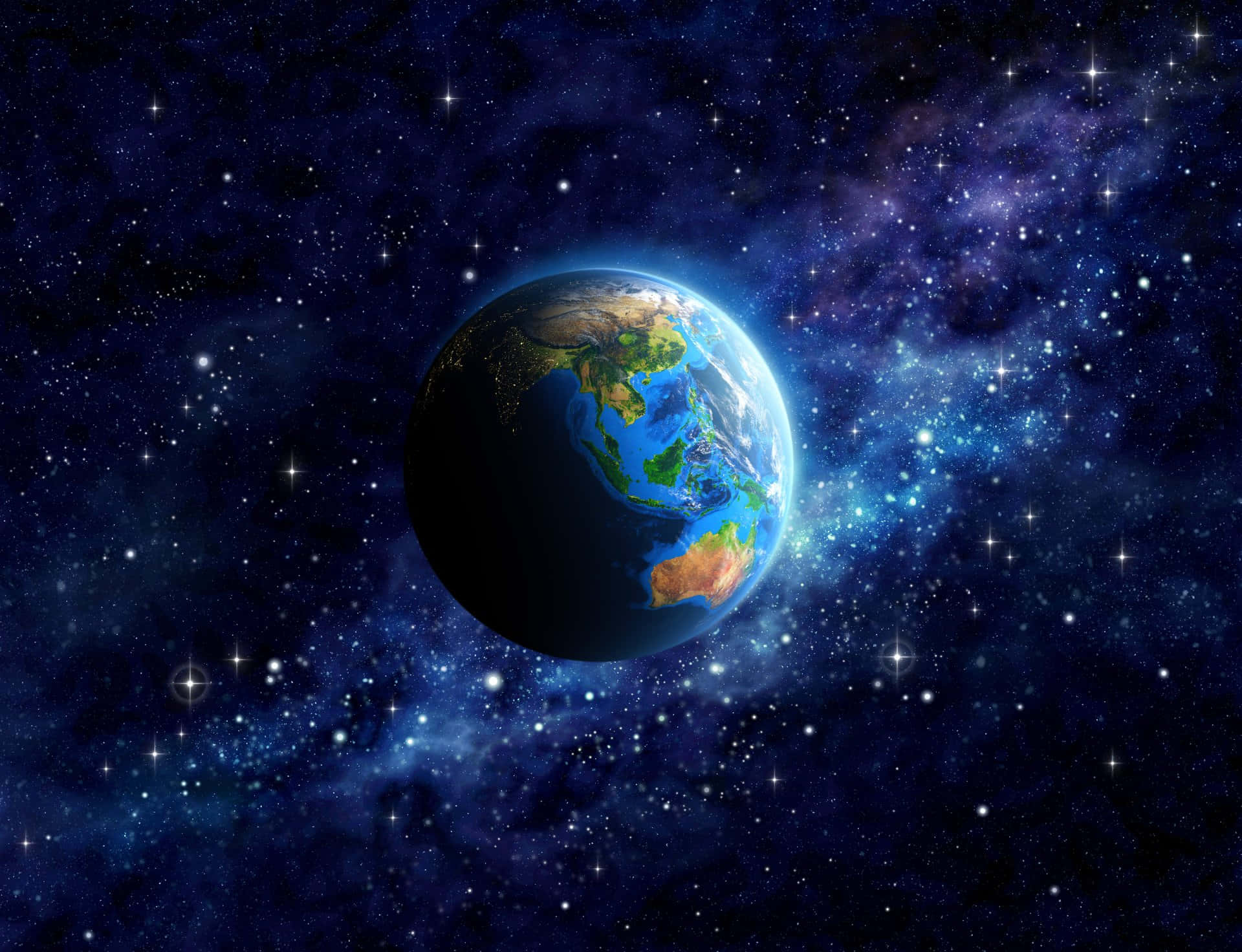 Planet Earth Space Stars Backdrop Wallpaper