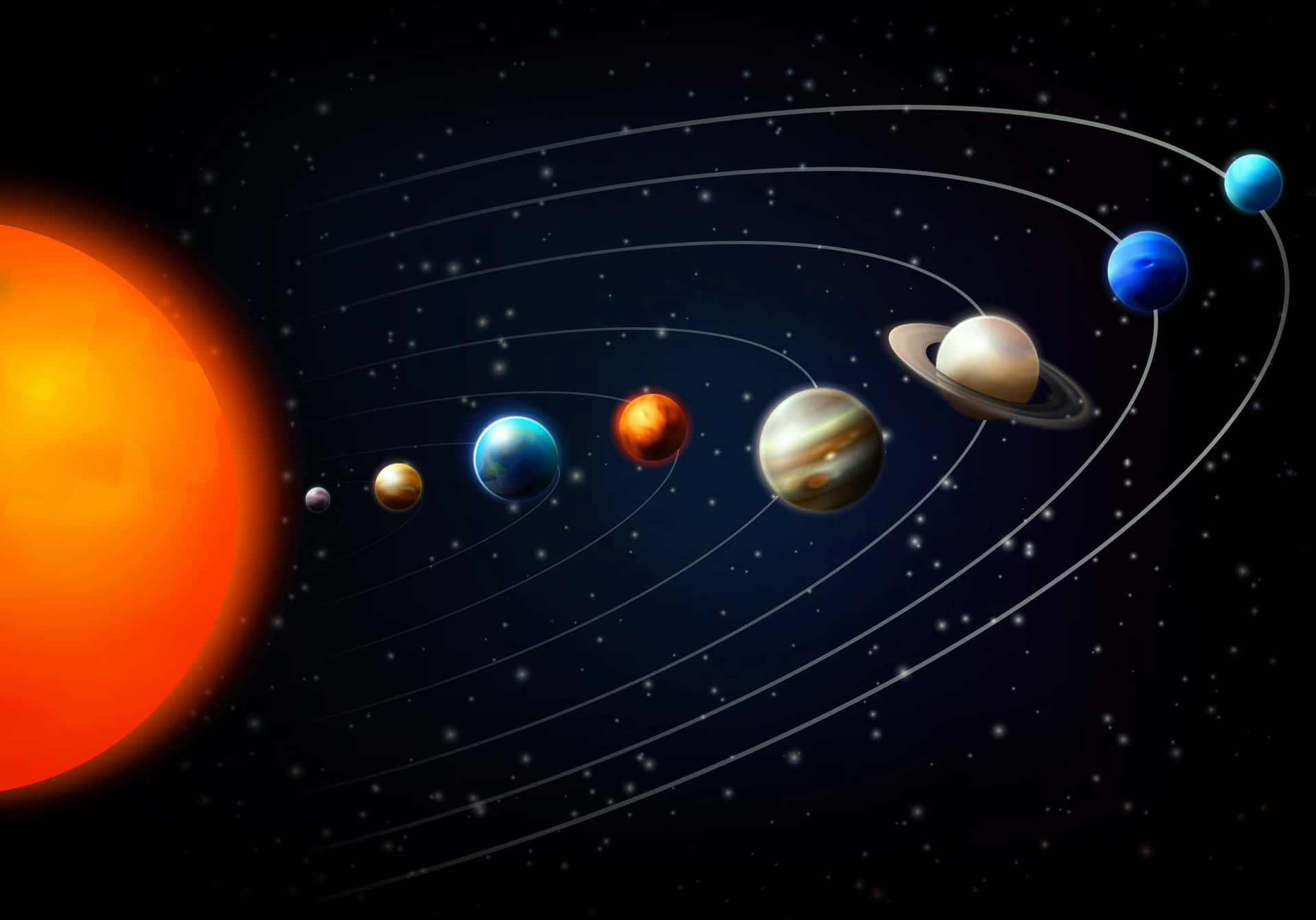 Planet Obiting In Solar System Wallpaper