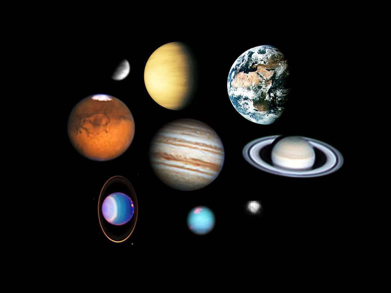 Download A Group Of Planets In A Black Background | Wallpapers.com