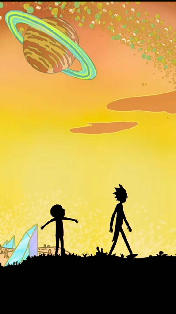 Planet Saturn Rick And Morty Iphone Wallpaper