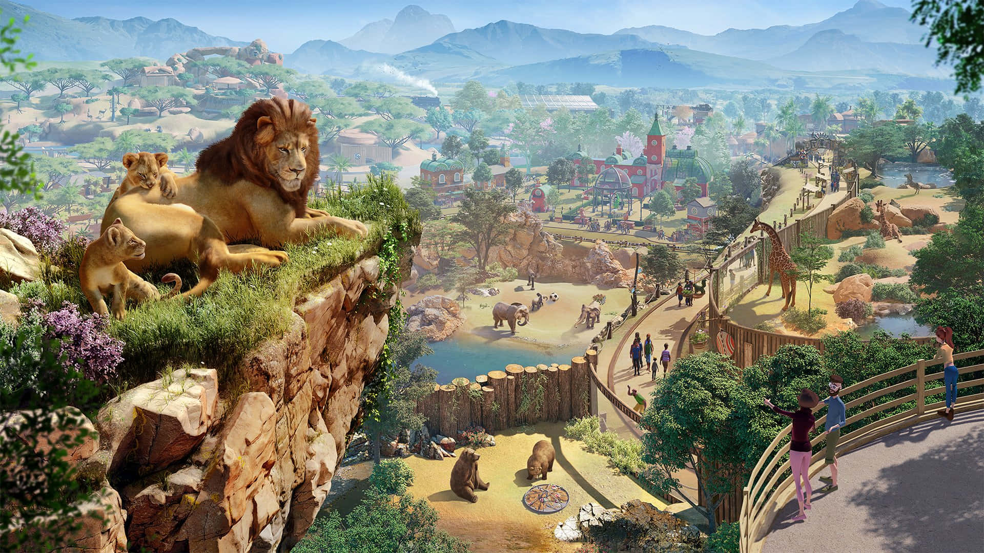 Planet Zoo Med Løve Og Dens Kube Wallpaper
