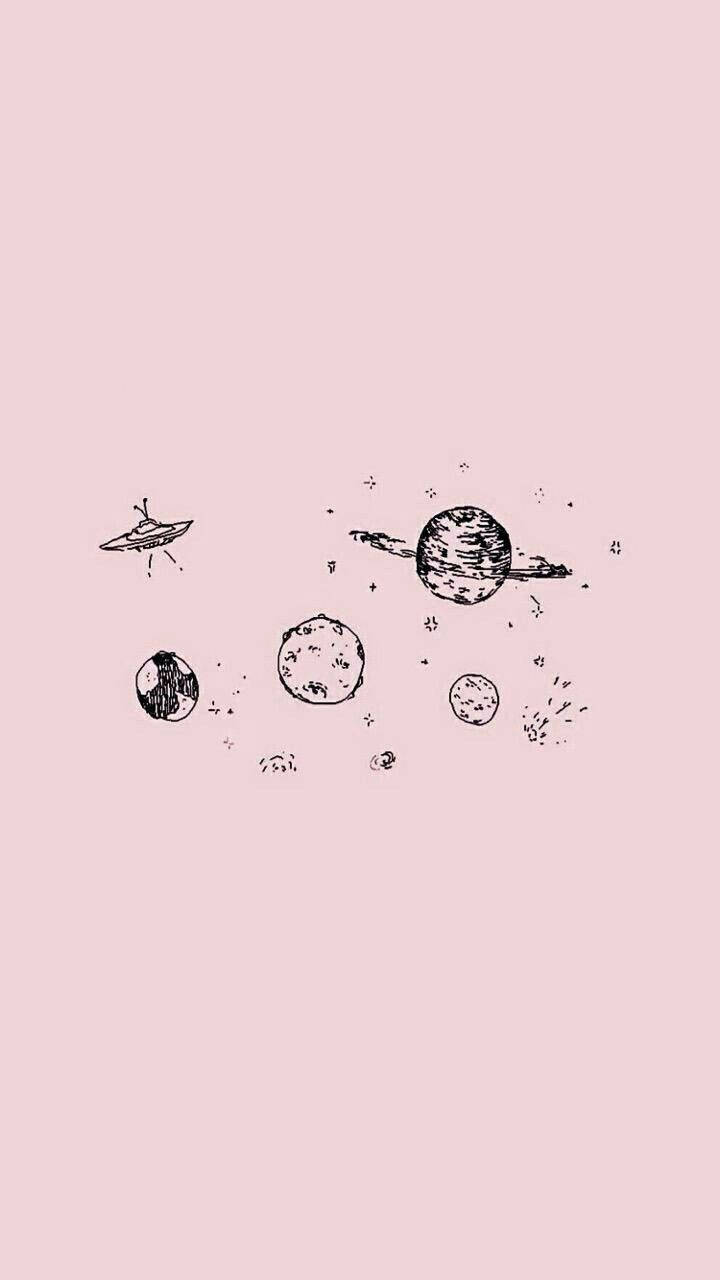 Planets Aesthetic Sketches Wallpaper