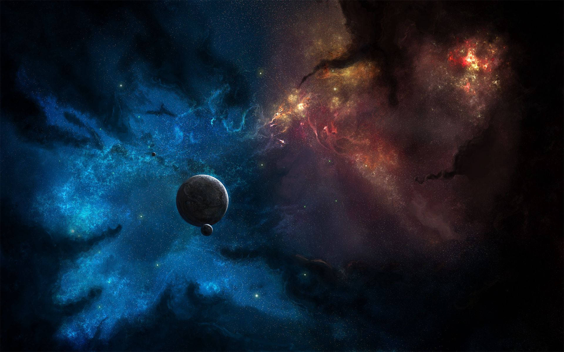 Planets Consumed By Dark Smoke Background