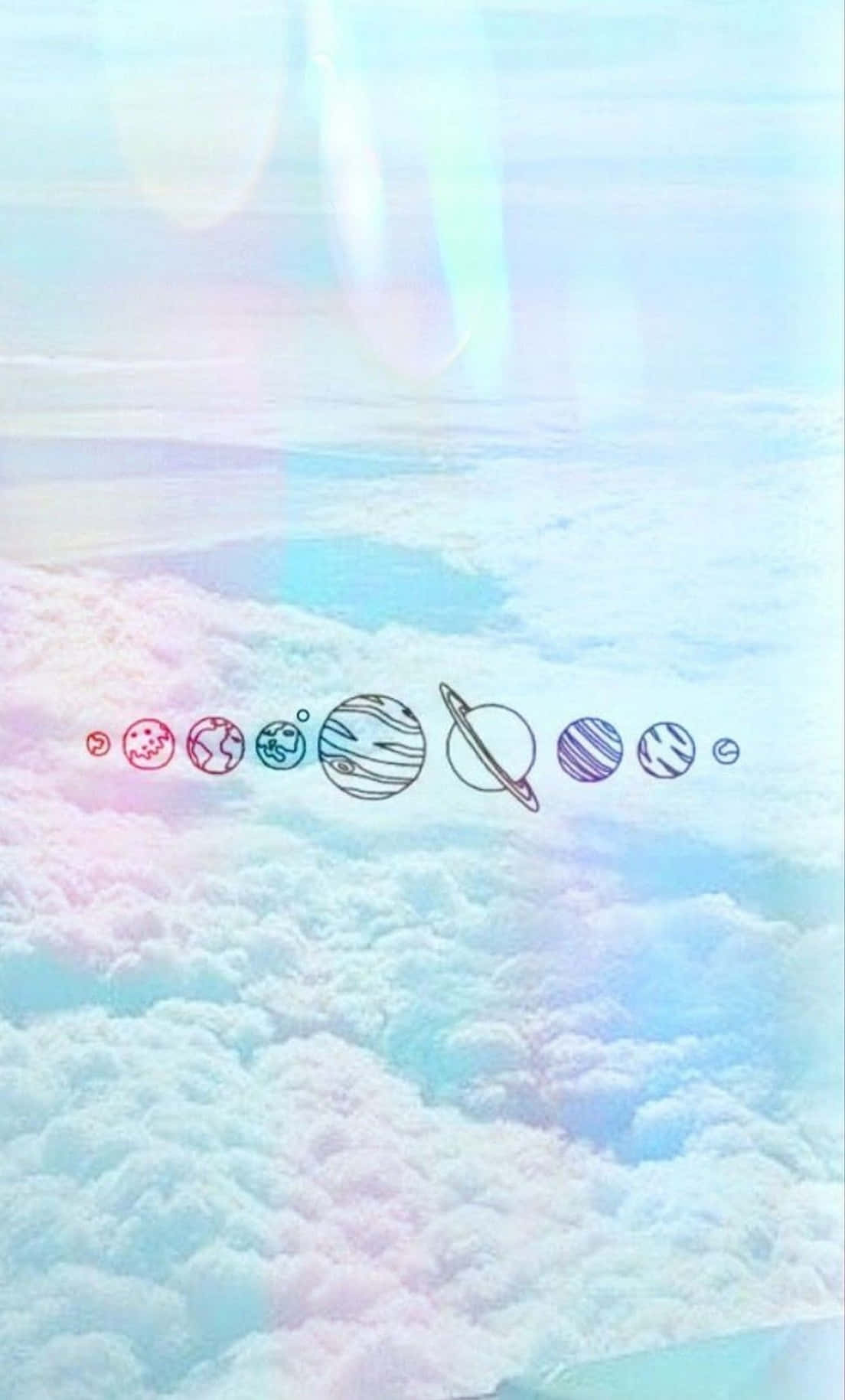 Planets Pink And Blue Aesthetic Wallpaper