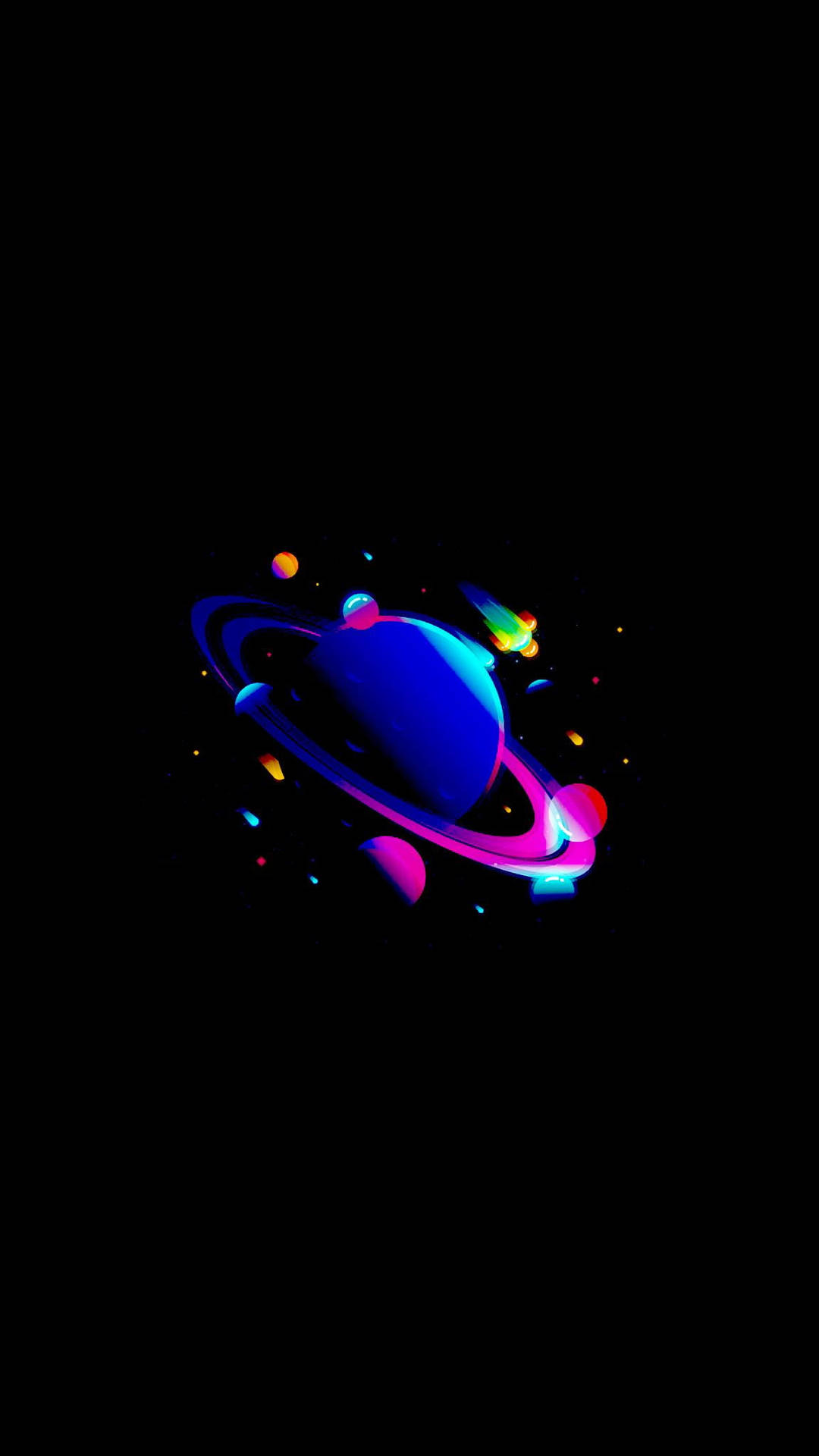 Planets Synthwave Space Phone Wallpaper