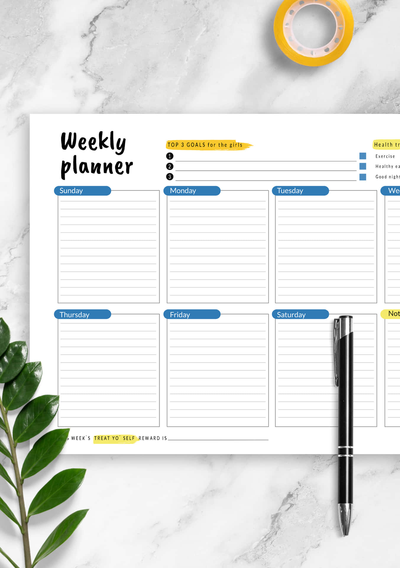 Weekly Planner Template - Free Printable