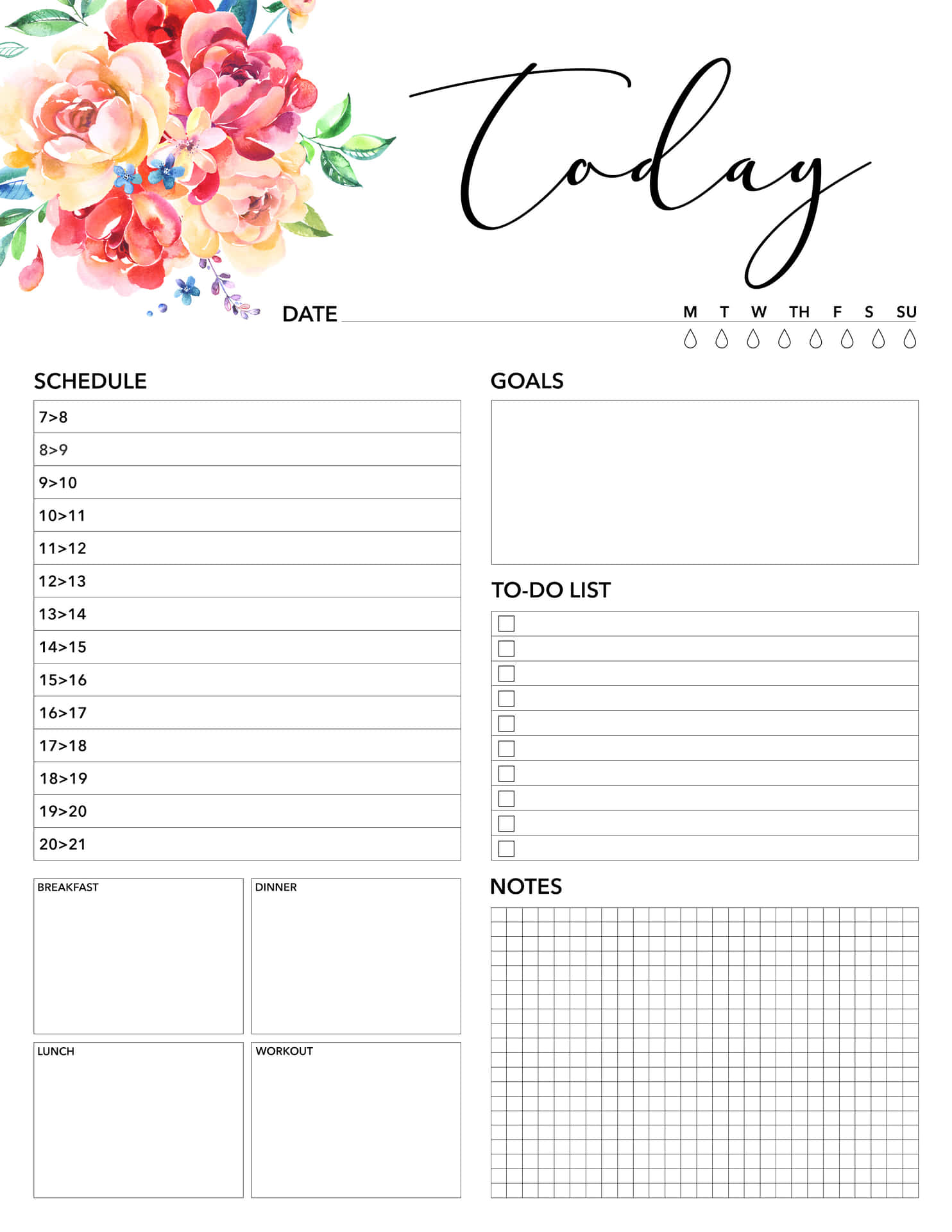 Printable Planner With Florals And A Notebook