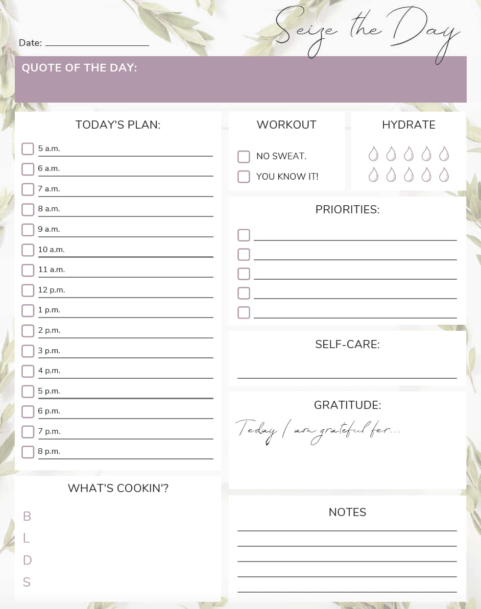 The Daily Planner With Florals And A Purple Background