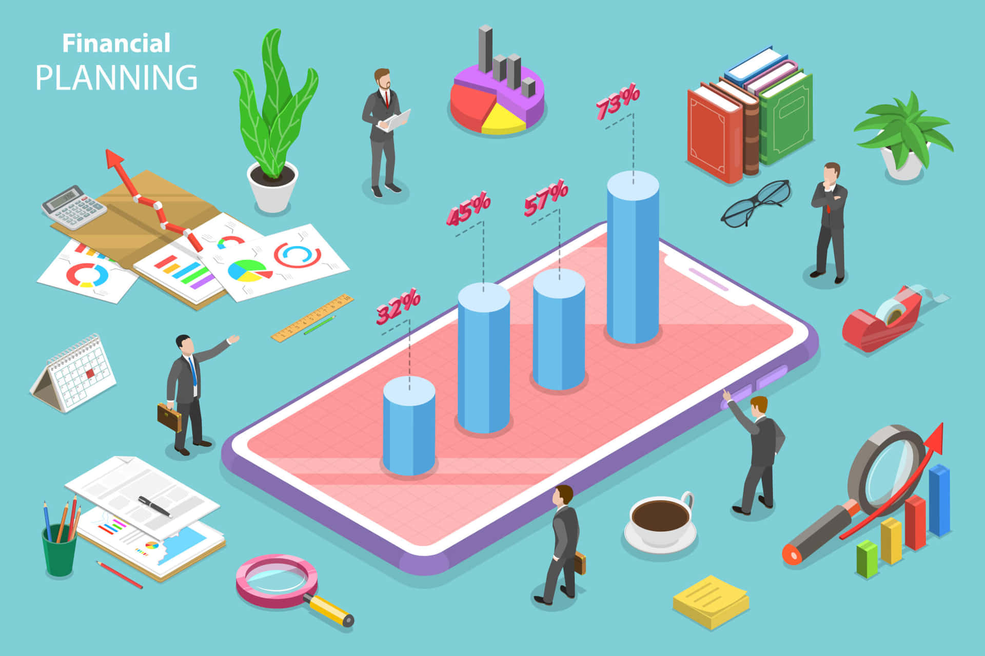 Isometric Financial Planning Concept