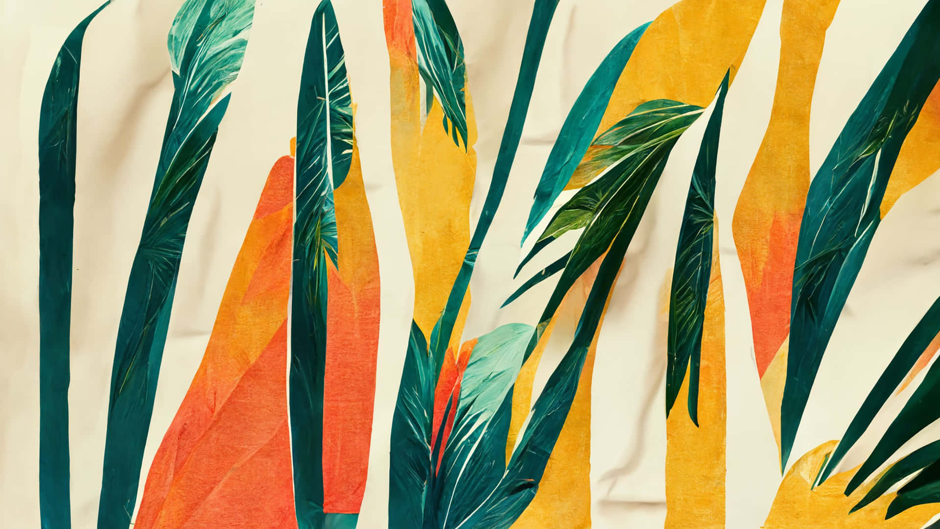 A Tropical Leaf With A Yellow And Orange Background Wallpaper