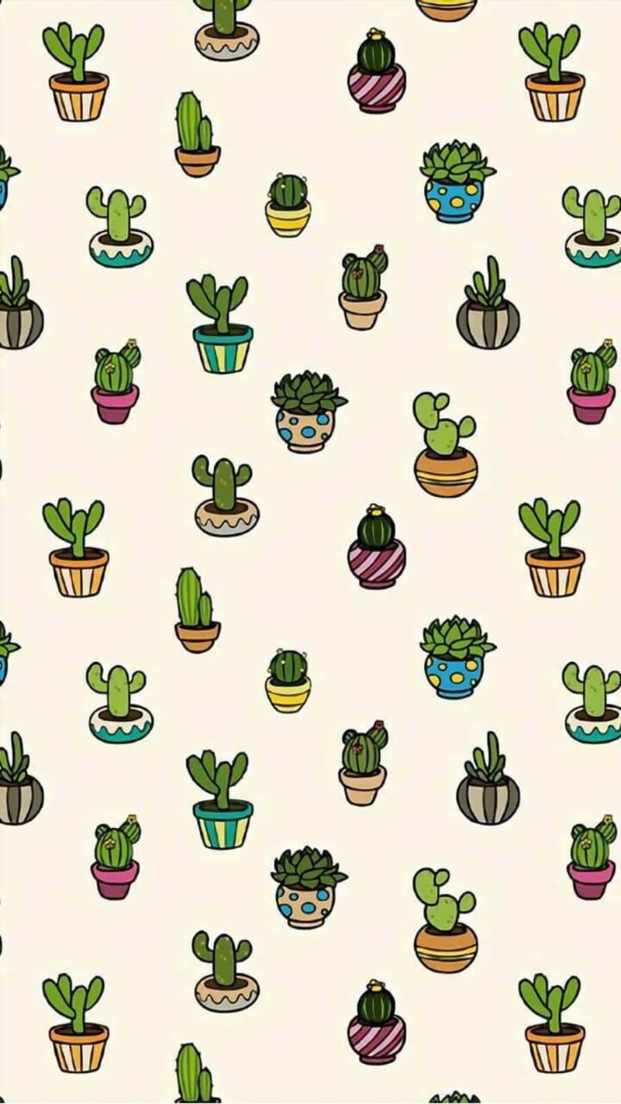 A Pattern Of Cactus Plants In Pots Wallpaper