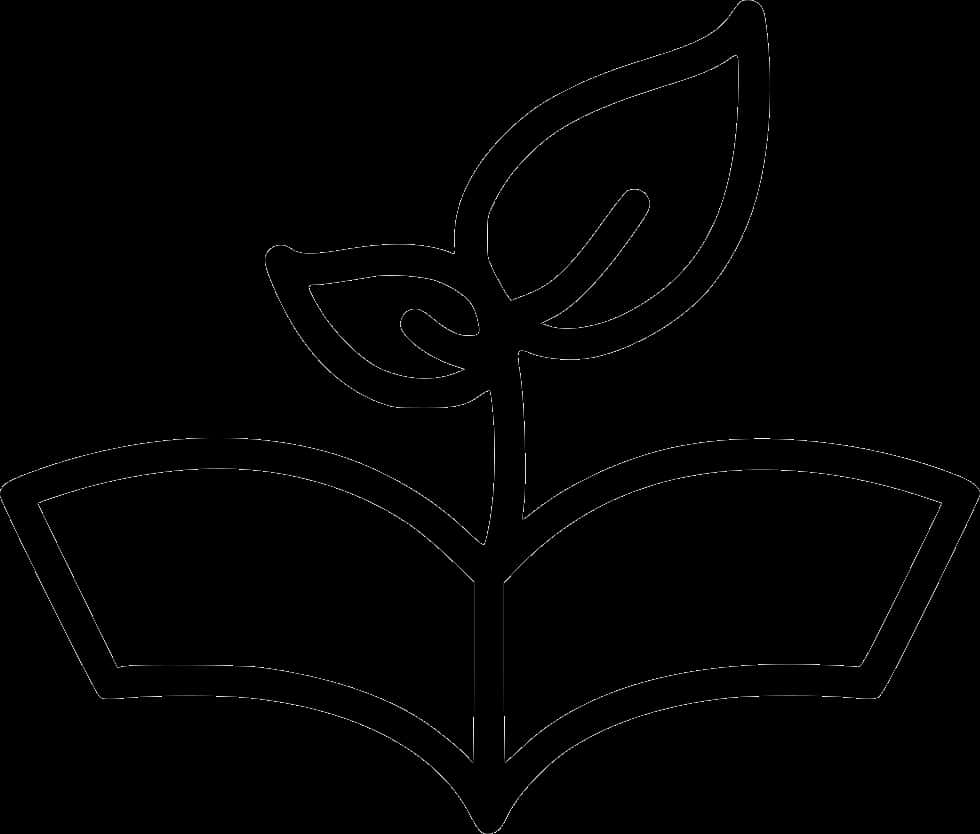 Plant Growing From Book Line Art PNG