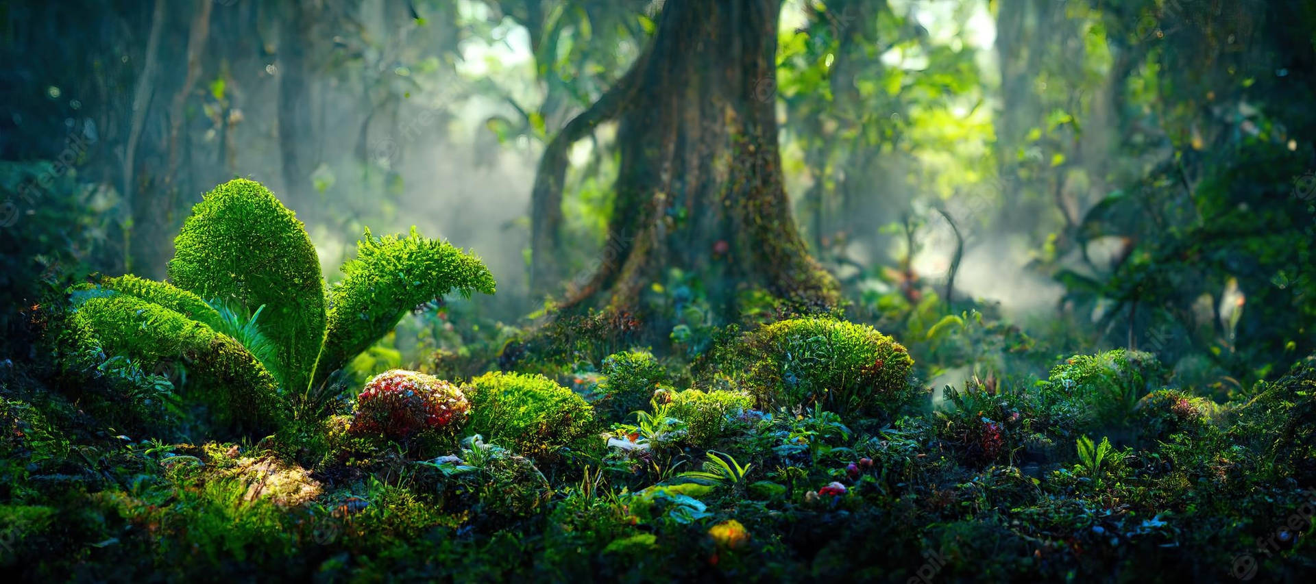 Plants In Enchanted Forest Up-close Wallpaper