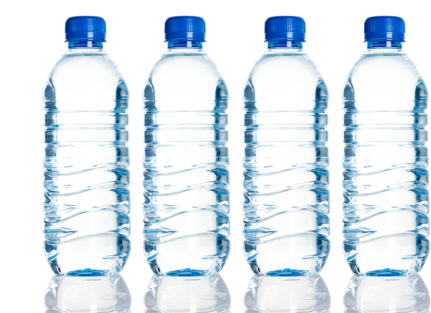 Rowof Plastic Water Bottles PNG
