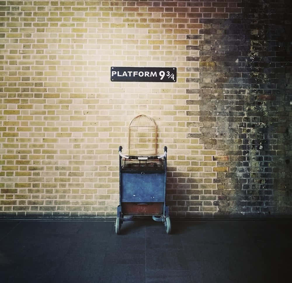 Perron 9 3/4 Op King's Cross Station Achtergrond