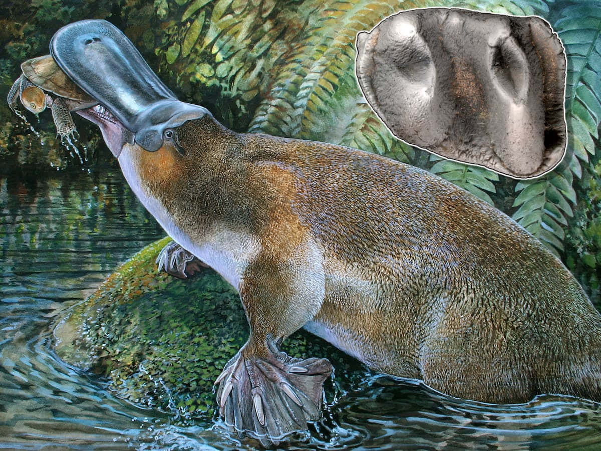 Platypus I Naturlig Habitat Bakgrunnsbildet