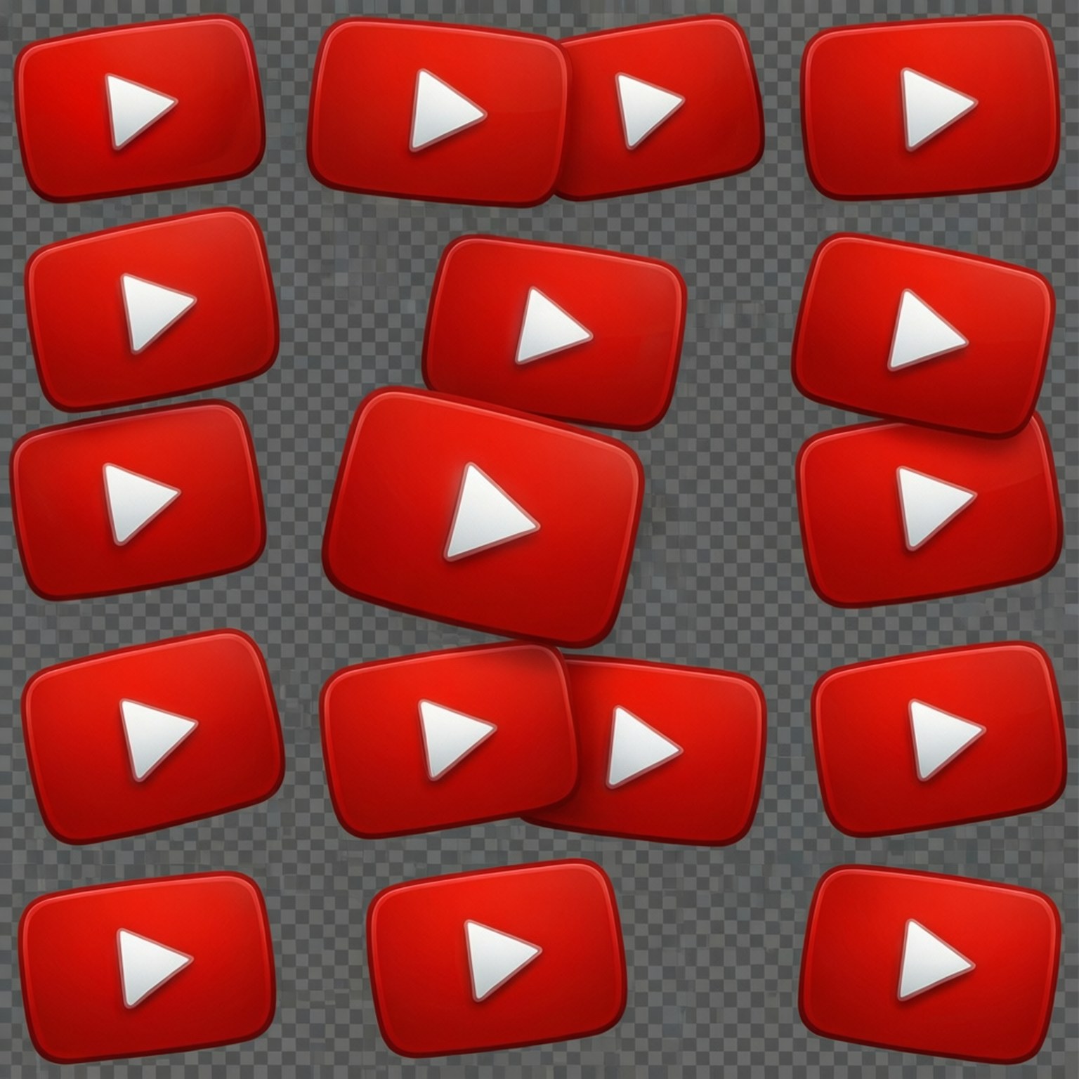 Play-knap gitter Wallpapers — Gentagende mønster af YouTube-afspilningsknapper på gennemsigtig baggrund.